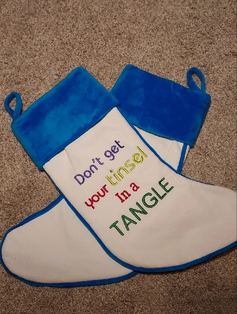 Blue & White Holiday Stocking Pair - 